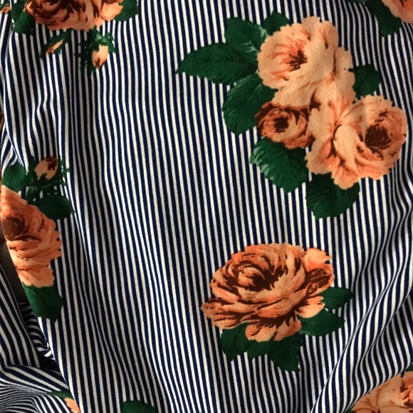 Streetwear Society Floral Stripe Wide Leg Jumpsuit M/L White Blue Orange Green - Picture 7 of 9